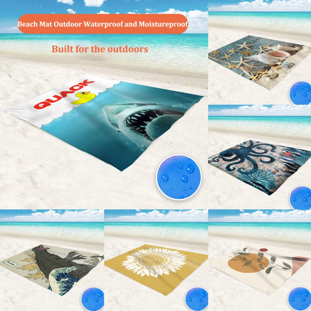 Custom Outdoor Waterproof and Moistureproof Pocket Mat Polyester Beach Mat Camping Mat with Storage Bag